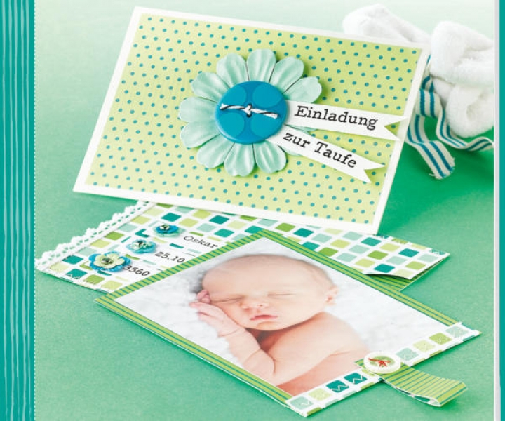 10 Karten weiß geprägt Baby Taufe Geburt Handarbeit basteln Einladung