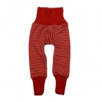 Cosilana Baby Hose lang mit Bund, Größe 98/104, Farbe Rot geringelt, 70 % Merinoschurwolle, 30 % Seide