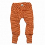 Cosilana Baby Leggings, Größe 74/80, Farbe Safran-Orange geringelt, 70% Wolle und 30% Seide kbT