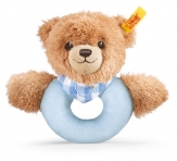 Steiff 239601 - Schlaf Gut Bär Greifring, 12 cm, blau