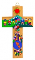 Holzkreuz Kinderkreuz Freunde für Kinderzimmer
