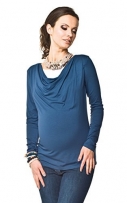 Elegantes und bequemes Stillshirt, Umstandsshirt, Modell: EVORA, langarm, dunkelblau, M