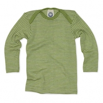 Cosilana Baby Schlupfhemd, Größe 62/68, Farbe Grün geringelt, 70% Wolle und 30% Seide kbT