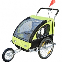Homcom 5664-1099 2 in 1 Jogger Kinder Fahrradanhänger 5 Farben zur Auswahl Neu, grün / schwarz