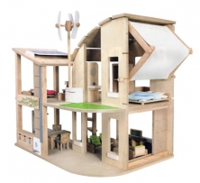 PLAN TOYS - 'Green' Doll's House with Furniture