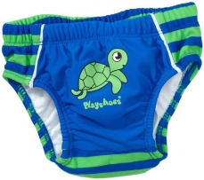 Playshoes Unisex - Baby Babybekleidung/ Badebekleidung UV-Schutz 50+ Badehose Schildkröte mit Streifen und Windeleinsatz 460053, Gr. 62/68, Blau (791 blau/grün)