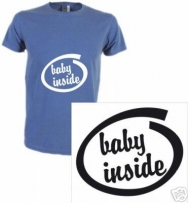 T-Shirt Baby Inside (für Schwangere) (Farbe weiss) (Größe L)