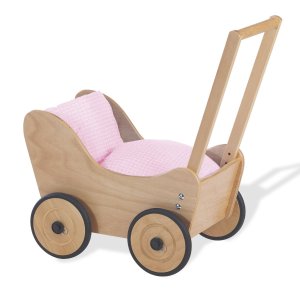 Den stabilen Nostalgie-Puppenwagen aus Holz kaufen