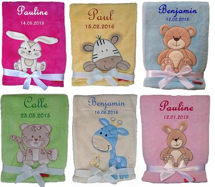 Die kuschlige Babydecke mit Namen und Geburtsdatum bestellen