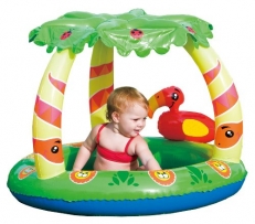 Bestway 52179 - Babypool mit Palmendach, aufblasbarer Boden, UV- Schutz, 99 x 91 x 71 cm