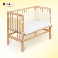 FabiMax Beistellbett Babymax basic natur, inkl. Matratze PROTECT und Nest Amelie creme