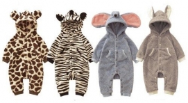 Baby Strampler Kuschel-Tiere | Babystrampler langarm | Jogginganzug, Größe:12-18 Monate;Modell:Giraffe