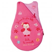 Baby-Schlafsack / Kugelschlafsack - 65 cm lang - Motiv: "Lili der Marienkäfer" pink-rosa