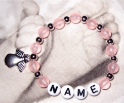 Babyarmband - Namensarmband - Geburtsarmband - Taufarmband - Armband mit Namen - Schutzengel - rosa