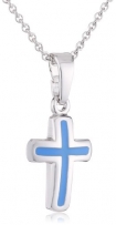 Xaana Kinder-Anhänger Kreuz blau lackiert incl Kette 36 38 cm 925 Sterling Silber AMZ0093
