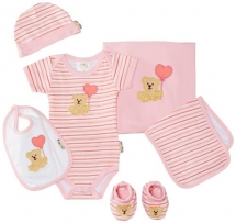 Playshoes Unisex Baby (0-24 Monate) Bekleidungsset Erstlingsset, Erstausstattung, Geschenk-Set für Neugeborenee, 6-teilig, Gr. One size, Rosa (rose)