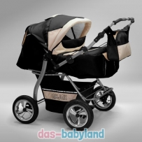 Akjax "Gemini" Zwillingskinderwagen - Geschwisterwagen - Zwillingsbuggy - Nr.11 schwarz / beige