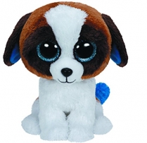 TY 37012 - Duke Buddy - Hund mit Glitzeraugen, Glubschi's, Beanie Boo's, Large 24 cm, weiß/braun