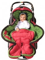 ByBUM® - Ganzjahres Fußsack Cocoon für Kinderwagen, Buggy auch Babyschale z.B. Maxi-Cosi; MADE IN EU, Farbe:Rot/Grün