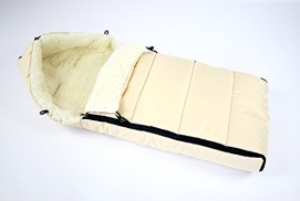 Babys-Dreams Winterfußsack 100% Lammwolle für Kinderwagen 108cm / Buggy Wintersack Fußsack 108cm Lamm Wolle BEIGE liniert