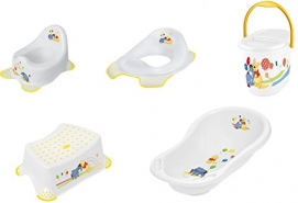 5er Set Winnie Pooh weiß Badewanne + Töpfchen + WC Aufsatz + Hocker + Windeleimer Neu