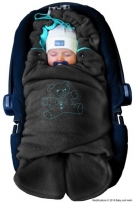 ByBUM - Baby Winter-Einschlagdecke 'Das Original mit dem Bären', Universal für Babyschale, Autositz, z.B. für Maxi-Cosi, Römer, für Kinderwagen, Buggy oder Babybett, Farbe:Anthrazit/Aqua