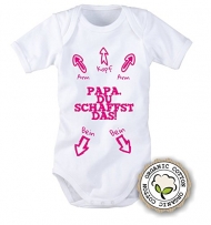 Babybody mit Aufdruck: PAPA DU SCHAFFST DAS! (50/56, Pink)