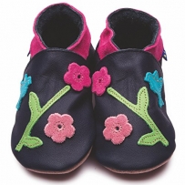 Inch Blue Mädchen/Jungen Schuhe für den Kinderwagen aus luxuriösem Leder - Weiche Sohle - Kolibri Dunkelblau