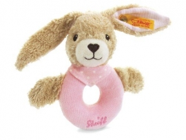 Steiff 237591 - Hoppel Hase Greifring, rosa, 12 cm