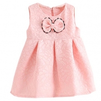 Waboats Baby Mädchen Sommerkleid Ärmellos Bogen Prinzessin Party Kleid Rosa 1 Jahre