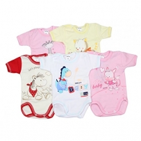 5er Set Baby Kurzarm-Body mit Aufdruck 100% Baumwolle Kurzarmbody Mädchen Babybody Jungen, Farbe: Mädchen, Größe: 56