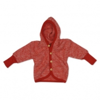 Cosilana Baby Jäckchen mit Kapuze aus weichem Wollfleece, Größe 50/56, Farbe Rot Melange, Wollfleece 100% Schurwolle kbT